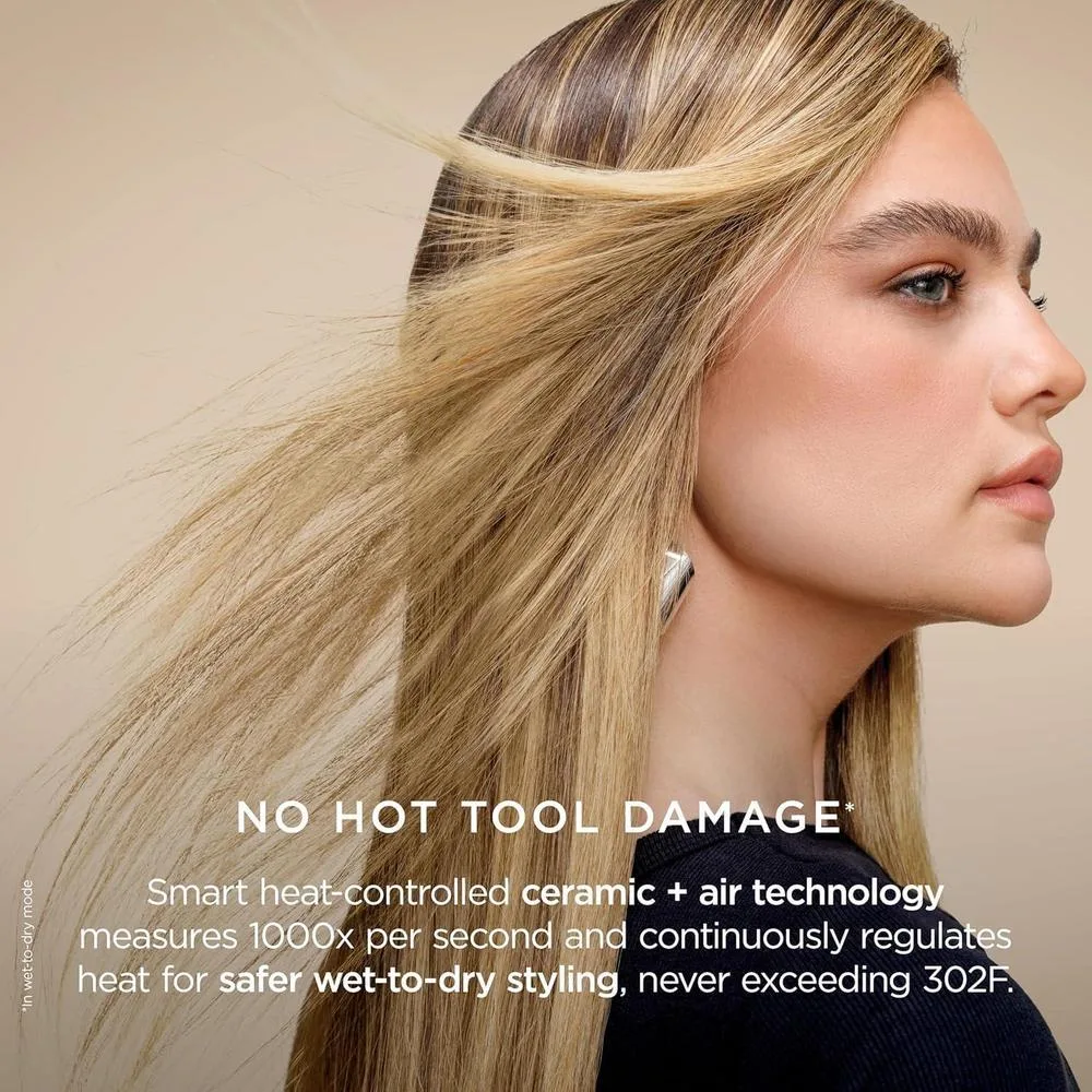 Shark Glam Ceramic: Sistema de peinado y secado con alisador y brillo de aire, ideal para cabello rizado y enrollado