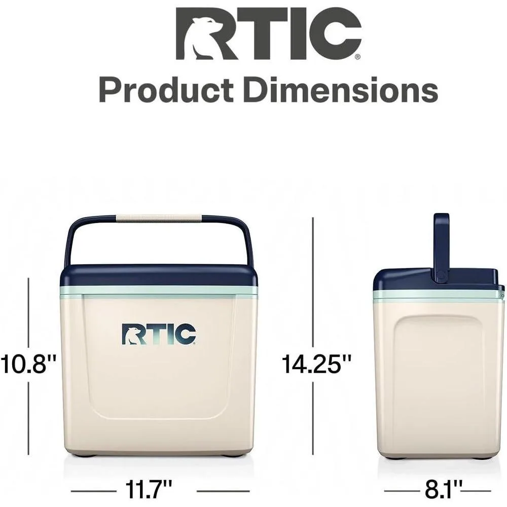 RTIC Hielera personal de viaje, pequeña, compacta, aislada y portátil para alimentos, bebidas, playa y pesca, capacidad de 12 latas