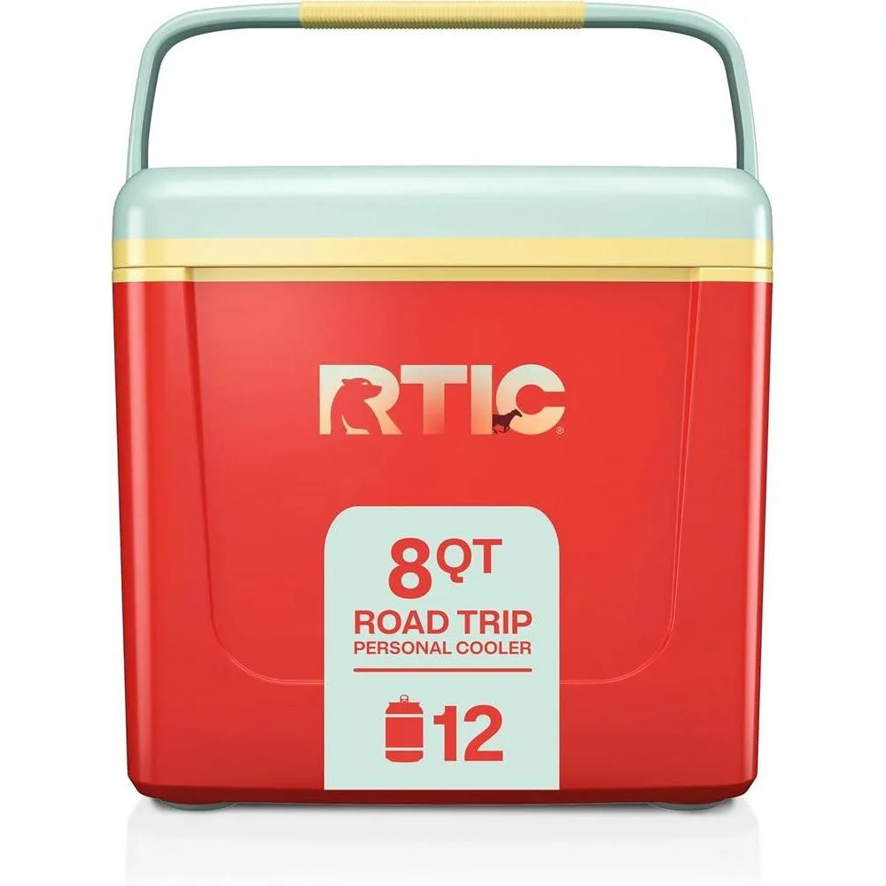 RTIC 8 QT Road Trip Personal Cooler, Small, Compact, Insulated, Portable Ice Chest Box for Food, Drink, Beverage, Beach, Camping, Picnic, Fishing, Boat, 12-Can Capacity