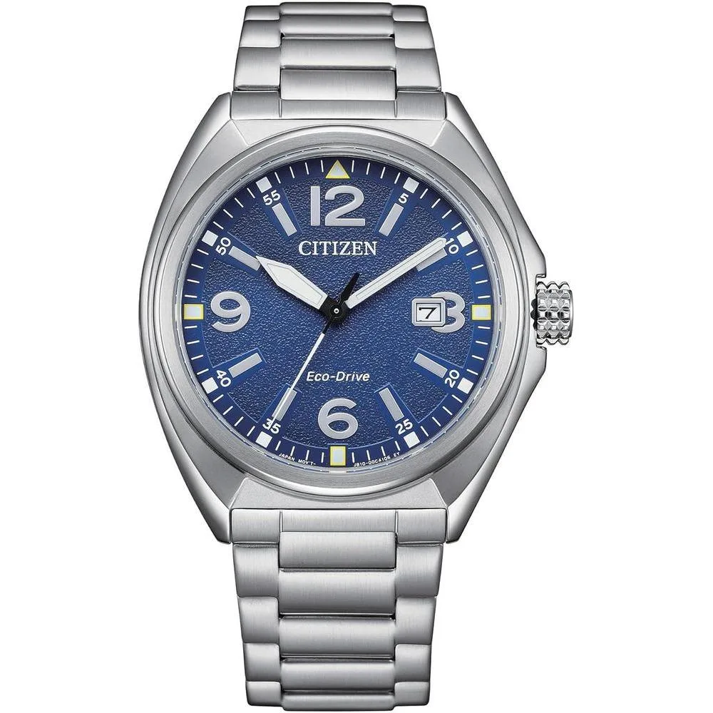Citizen Men's Eco-Drive Sport Casual Watch, Silver-Tone Stainless Steel Bracelet, Blue Dial, 3 Hand, Date (Model: AW1571-76L)