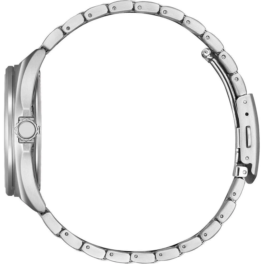 Reloj Citizen Eco-Drive para hombre, deportivo, pulsera de acero inoxidable plateado, esfera azul, modelo AW1571-76L