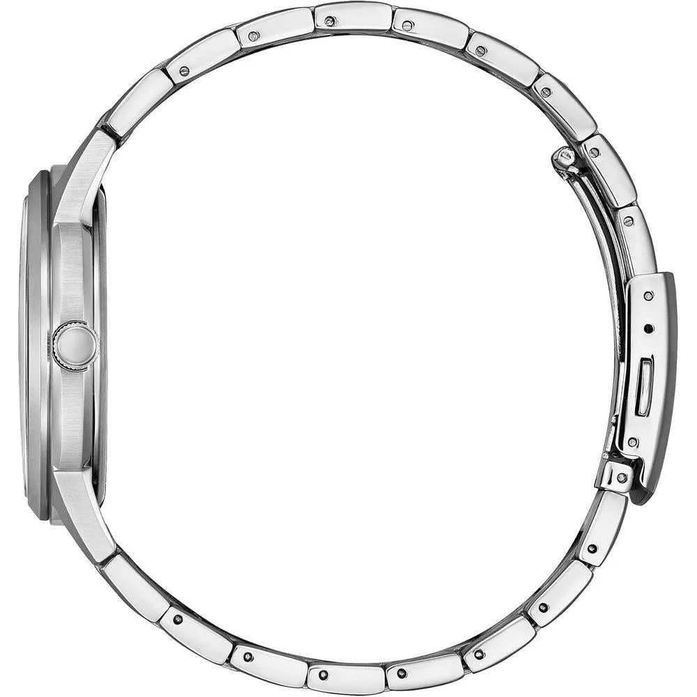 Reloj clásico de vestir Eco-Drive para hombre con pulsera de acero inoxidable y esfera marfil de Citizen, función día/fecha