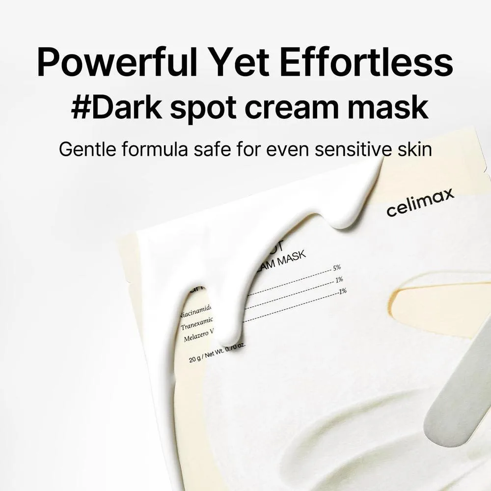 Máscara de Crema Iluminadora de Poros y Manchas Oscuras con Niacinamida y Ácido Tranexámico, Hidratante y No Irritante