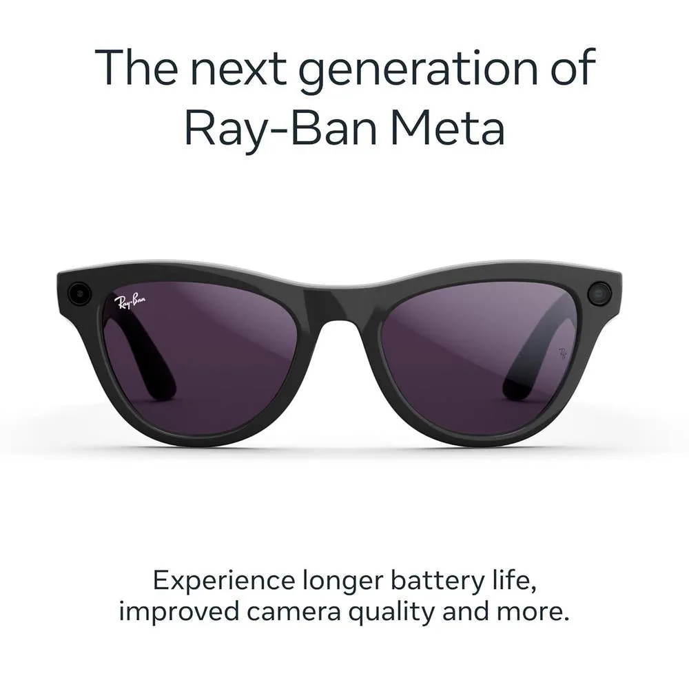 Ray-Ban Meta Gen 2 Skyler, gafas inteligentes AI estilo negro brillante con cámara 12 MP y lentes Transitions amatista