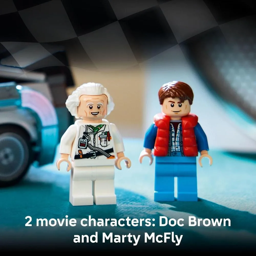 LEGO Speed Champions Time Machine de Regreso al Futuro, juguete de construcción con 2 modos de construcción y minifiguras