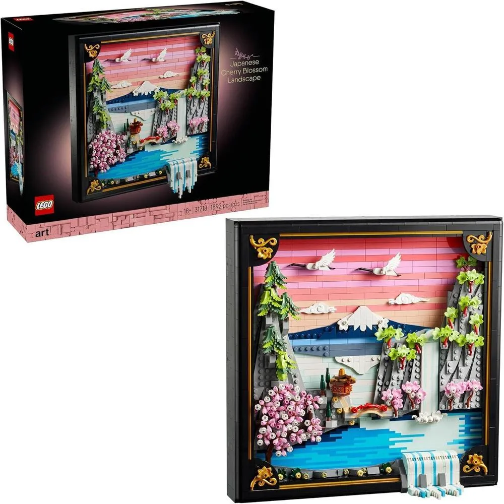 LEGO Art Japanese Cherry Blossom Landscape Building Set for Adults - Room Decoration & Gift for Women & Men, Ages 18+ - Framed Wall Decor, Stand or Hang to Display - 31218