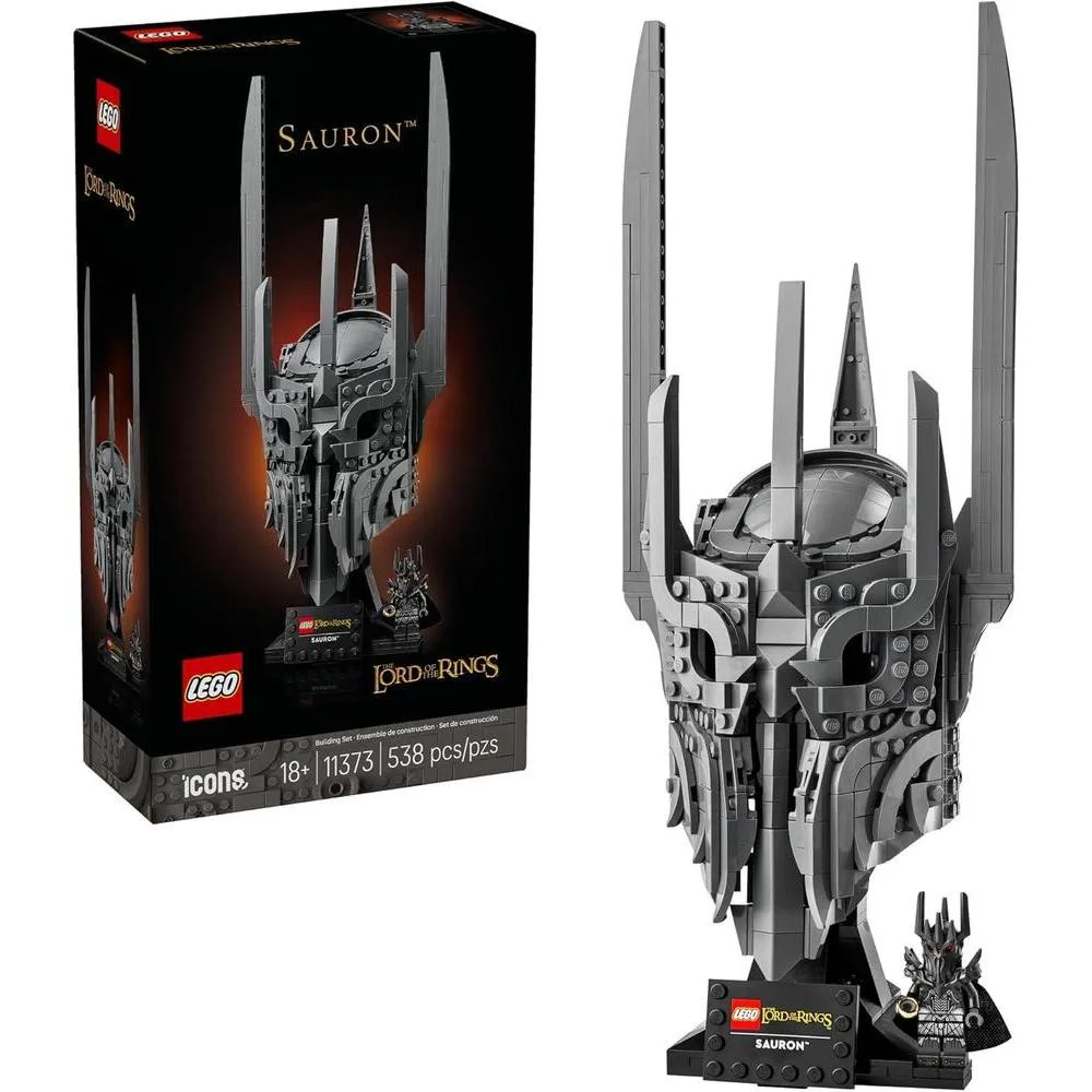 LEGO Icons The Lord of The Rings: Sauron's Helmet - Building Set for Adults, Ages 18+ - Bedroom, Home Office, Book Shelf Decor - W/Sauron Minifigure - Gift for LOTR Fans - 11373