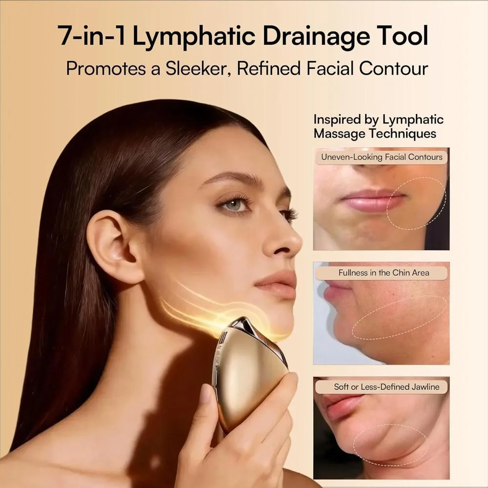 INIA masajeador facial con terapia de luz roja, térmico y cryo, tecnología 7 en 1 para el cuidado de la piel de rostro y cuello