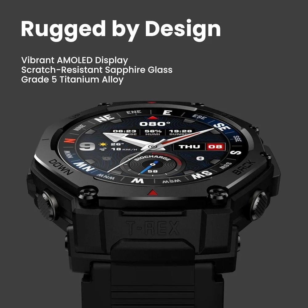 Reloj inteligente Amazfit T-Rex 3 Pro con pantalla AMOLED de zafiro, bisel de titanio y GPS de doble banda
