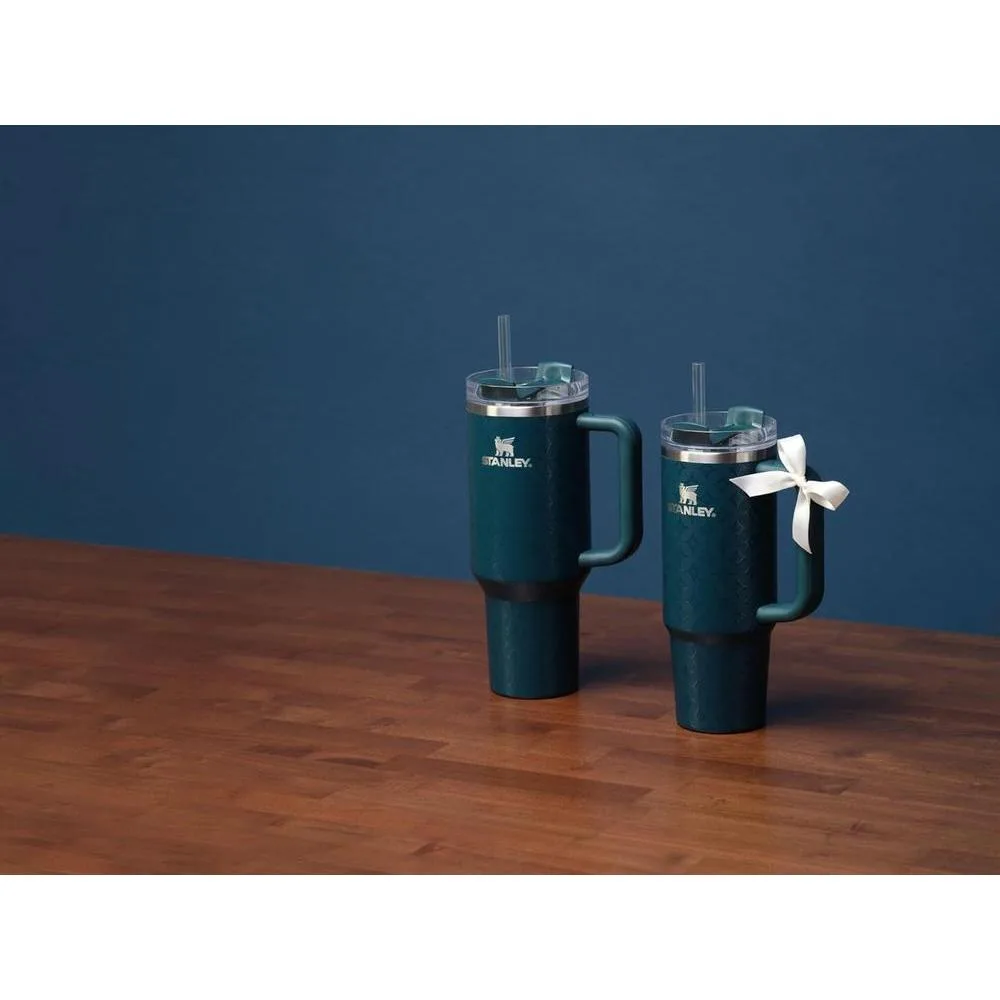 Stanley Quencher H2.0, vaso acero inoxidable con asa, pajilla, tapa giratoria FlowState, aislamiento térmico, sin BPA, azul claro