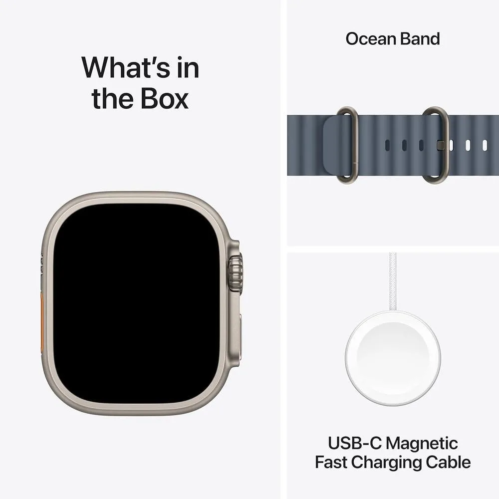 Apple Watch Ultra 3 GPS + Cellular, reloj inteligente multideporte con caja de titanio resistente y banda azul océano