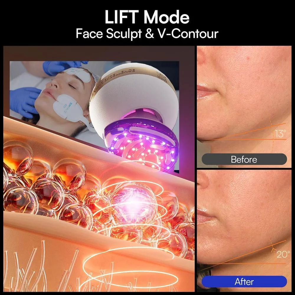 Dispositivo facial microcorriente 8 en 1 INIA SPHERA con luz roja, tratamiento térmico y modos personalizados para cuidado en casa