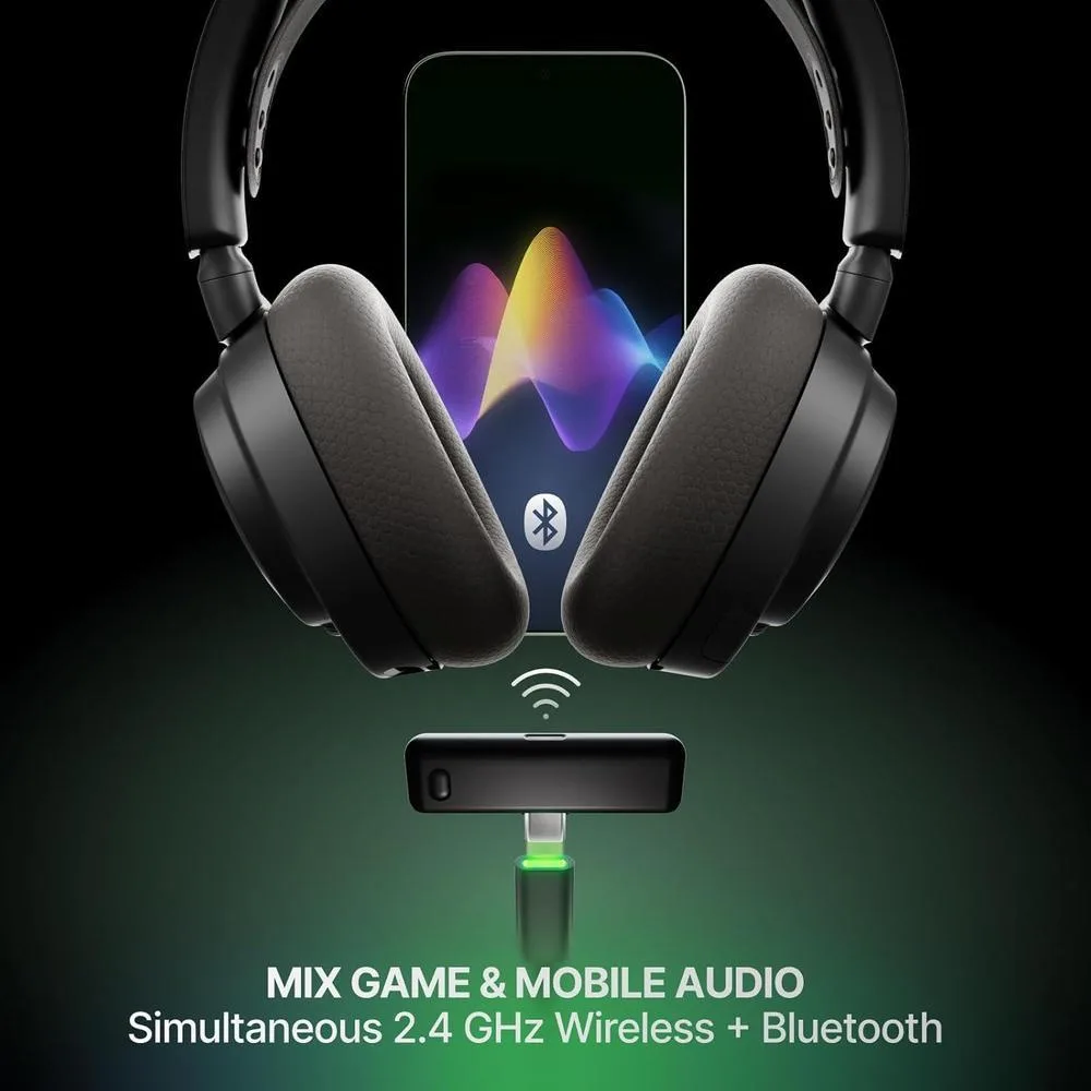 SteelSeries Arctis Nova 7X auriculares gaming inalámbricos con control app, 50 HR, drivers neodimio, mix 2.4GHz/Bluetooth, multi-plataforma, negro
