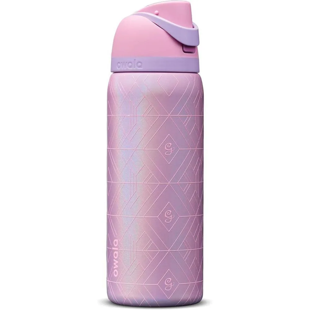 Owala Wicked FreeSip - Botella de agua aislada de acero inoxidable con popote para deportes y viajes, botella de agua deportiva sin BPA, 32 onzas, Glinda (rosa)