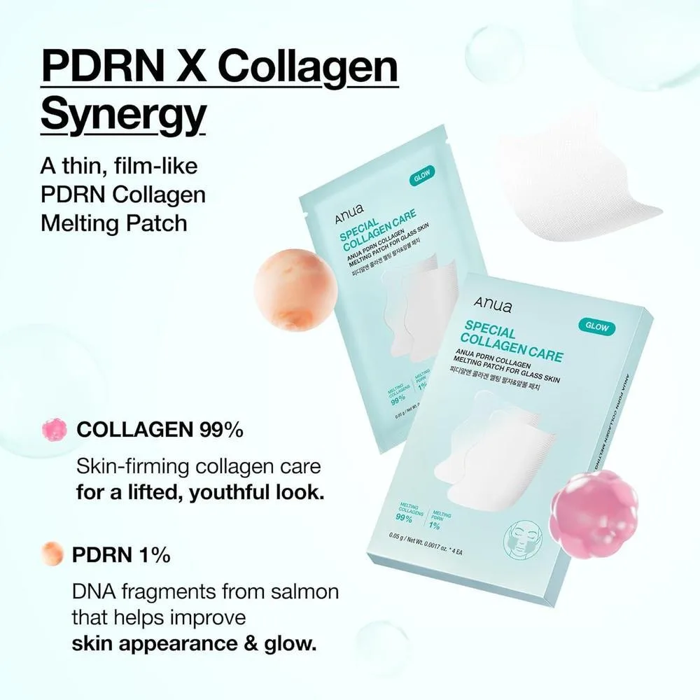 ANUA Salmon DNA PDRN parches de colágeno para piel radiante, instantáneos y reafirmantes, cuidado de líneas finas y brillo