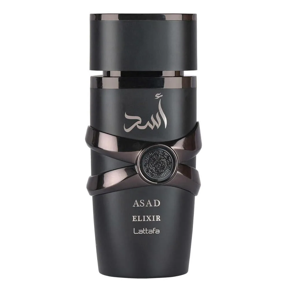 Lattafa Asad Elixir EDP, fragancia masculina cálida, picante, amaderada ideal para ocasiones especiales