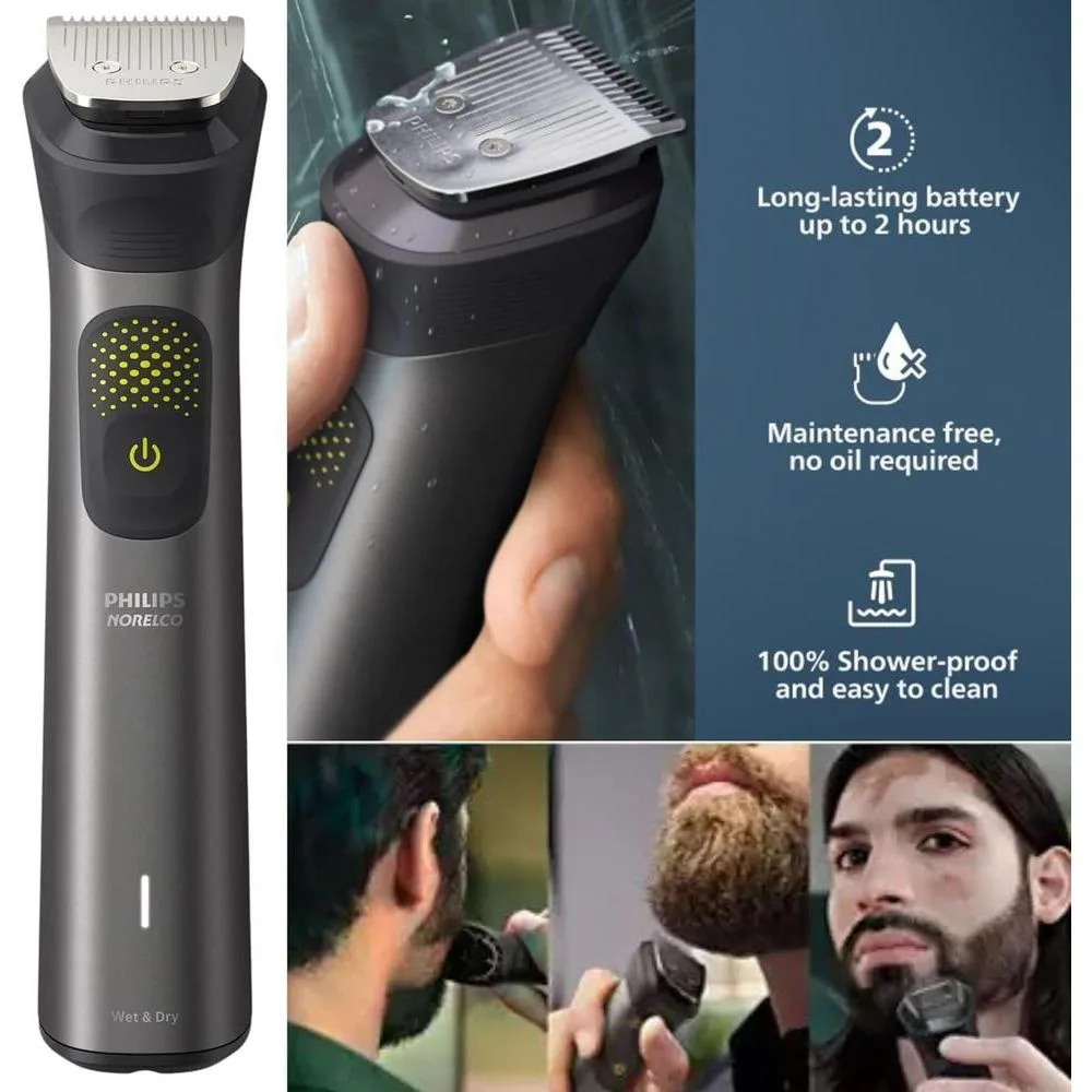 Philips Multigroom Series 9000 Recortadora 24 en 1 para Barba, Cabello y Cuerpo con Tecnología BeardSense, Impermeable