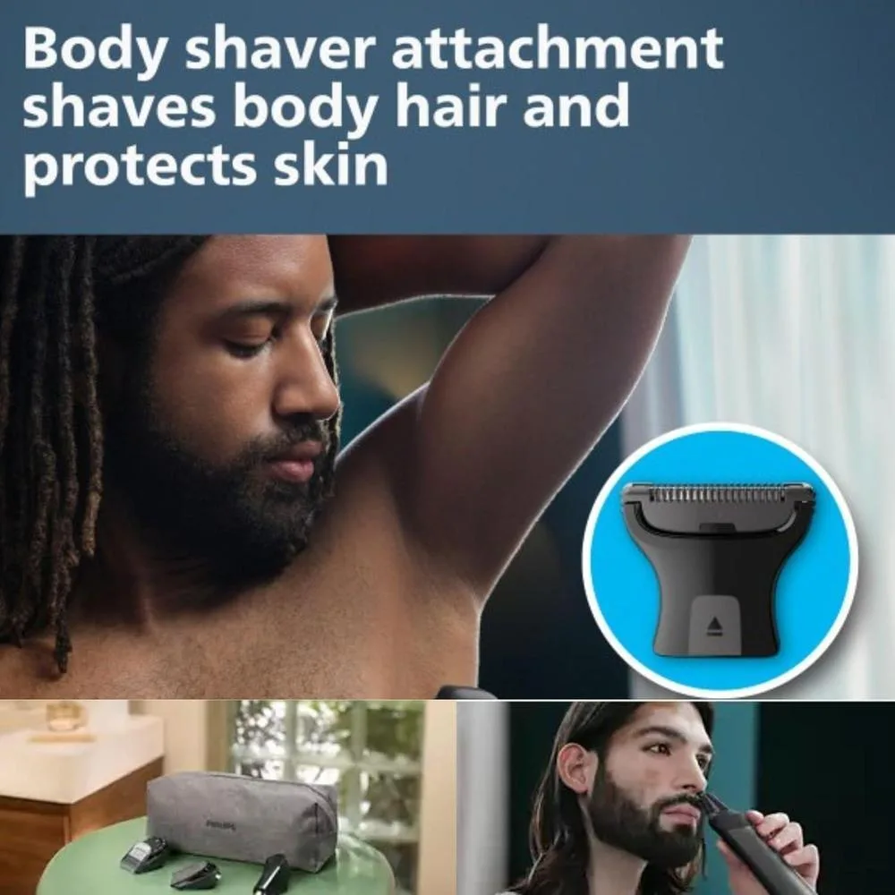 Philips Multigroom Series 9000 Recortadora 24 en 1 para Barba, Cabello y Cuerpo con Tecnología BeardSense, Impermeable