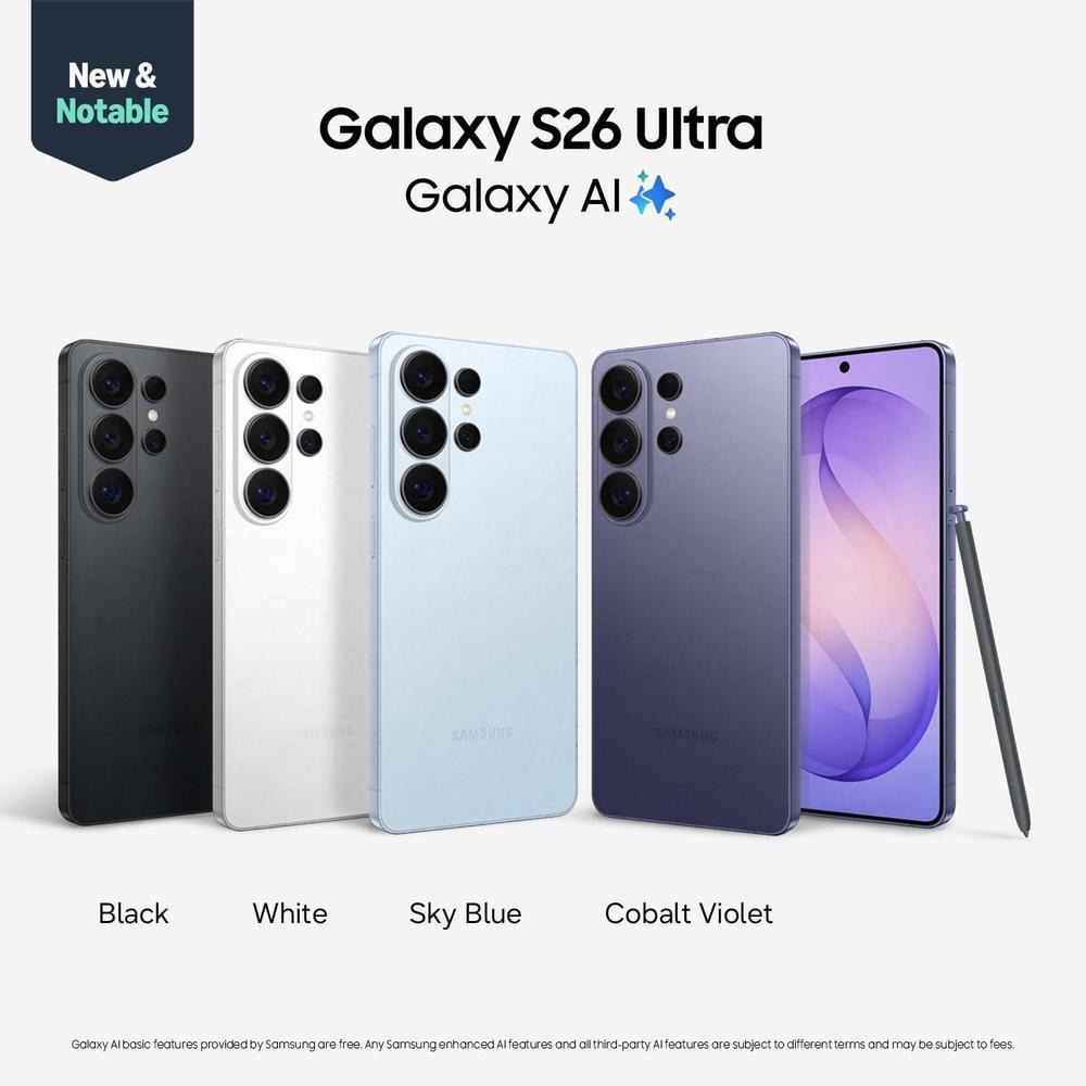 Samsung Galaxy S26 Ultra, smartphone Android con 256GB, cámara AI, carga rápida, batería duradera y pantalla de privacidad