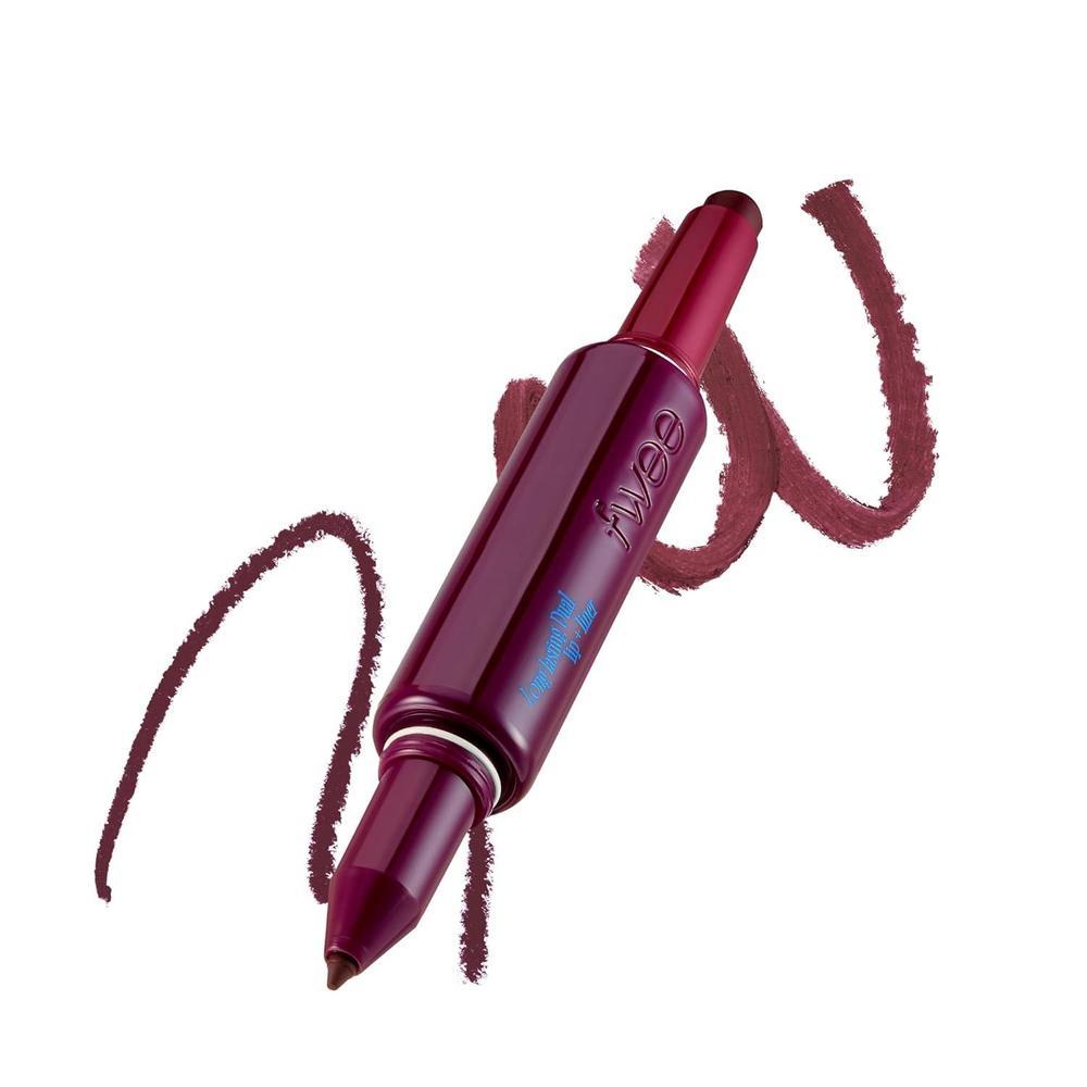 fwee Delineador de labios de doble colorante de larga duración, Pretty Savage, doble palo todo en uno, acabado satinado, deslizamiento suave, a prueba de manchas, altamente pigmentado, morado, 0.04 oz