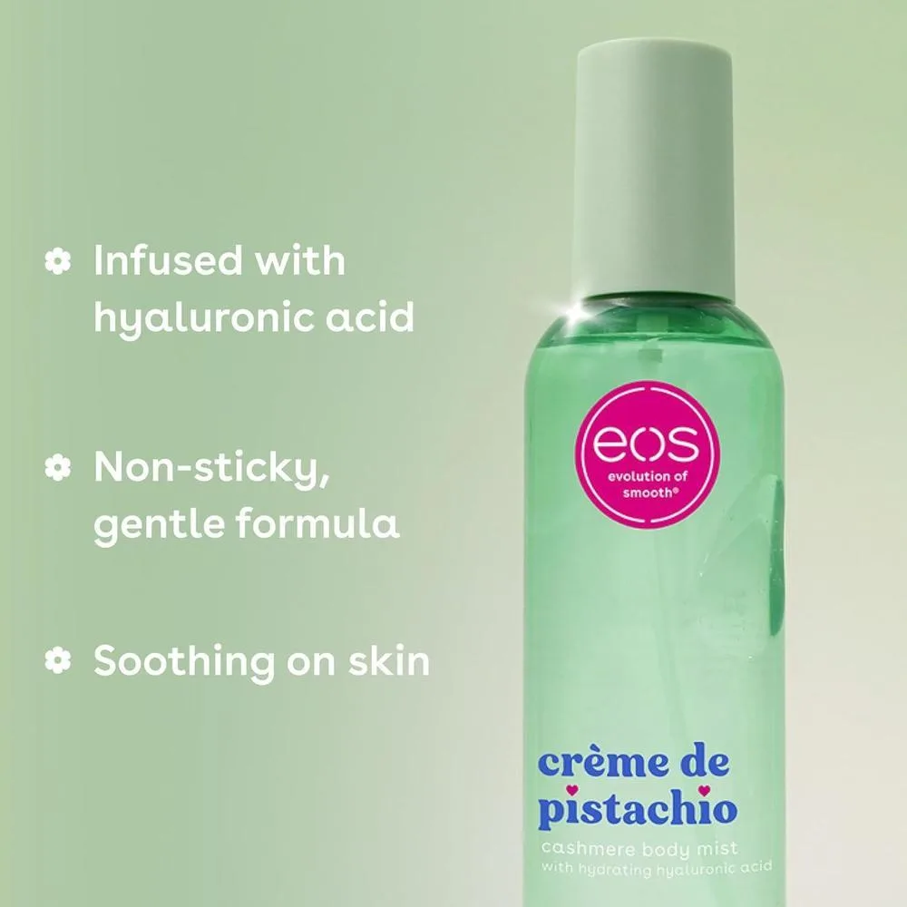 Set eos Essentials con gel, loción y niebla corporal de crème de pistachio para piel hidratada y suave, aroma delicioso