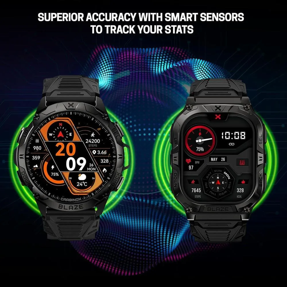 Smartwatch Carbinox Blaze Con Gps Resistente Ip69k Y Gorilla Glass 170+ Deportes Llamadas Bluetooth Compatible Android/Ios