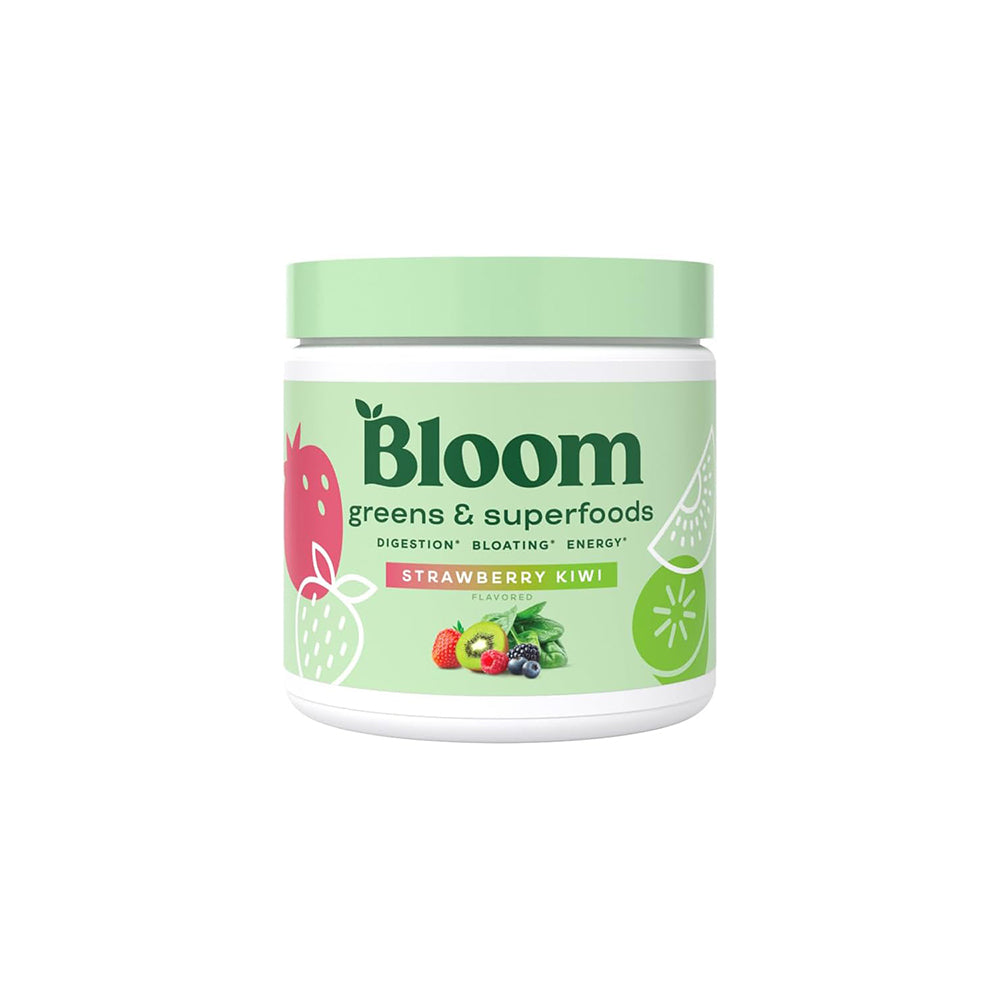 Bloom Nutrition Super Greens Powder Smoothie & Juice Mix - Probiotics for Digestive Health & Bloating Relief for Women, Digestive Enzymes with Spirulina & Chlorella for Gut Health (Strawberry Kiwi)