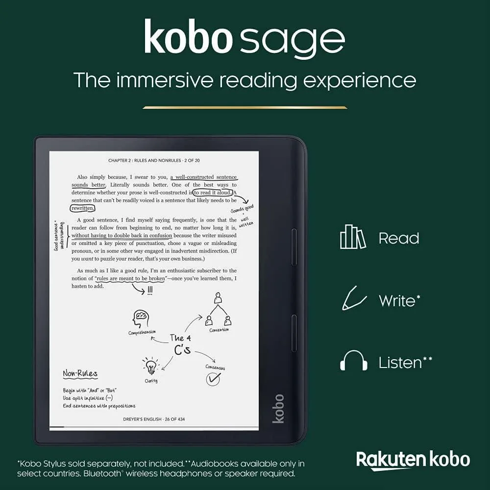 Kobo Sage eReader (Open Box) (Detalle en pantalla)