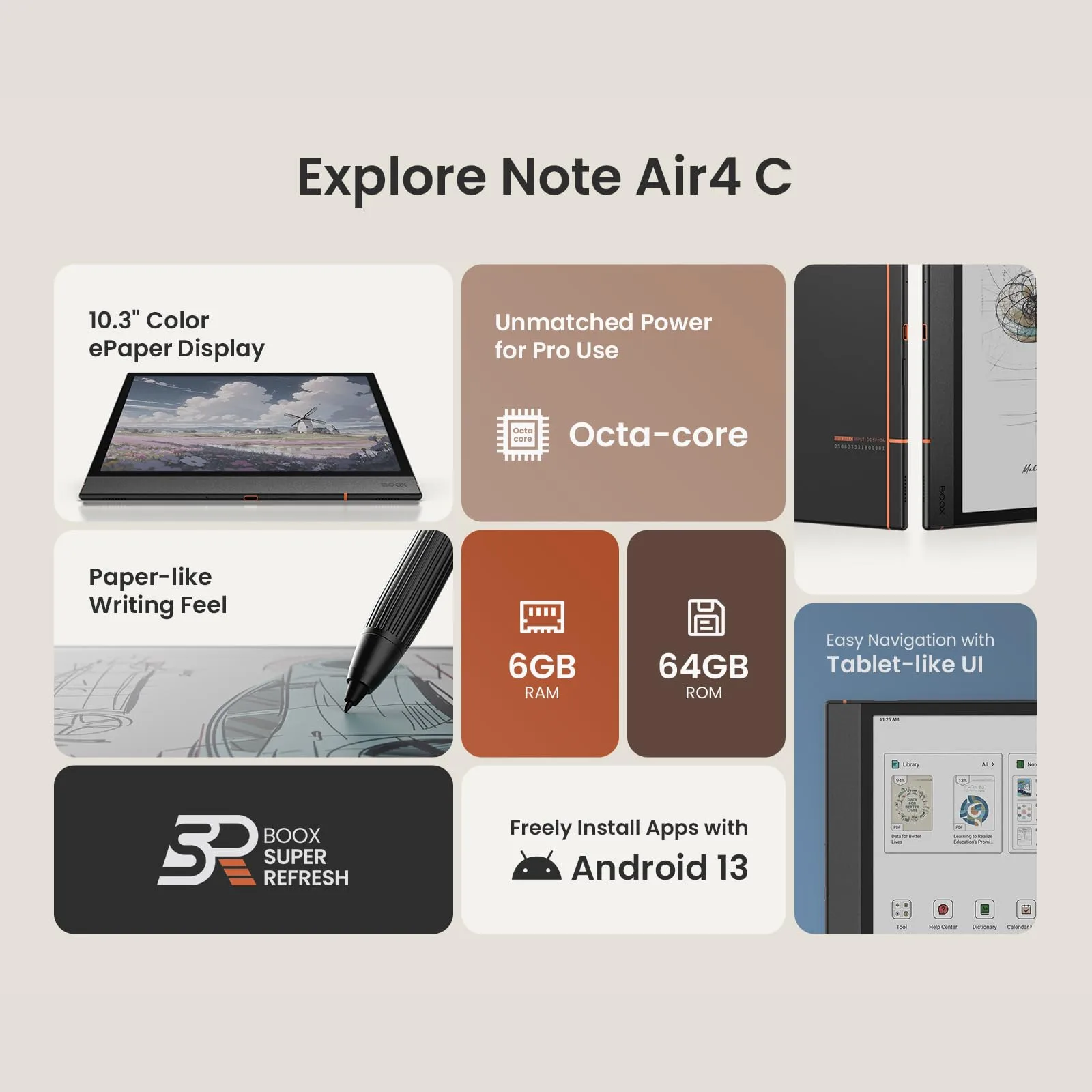BOOX Tablet Note Air 4C 6G 64G E Ink Tablet Color ePaper Notebook