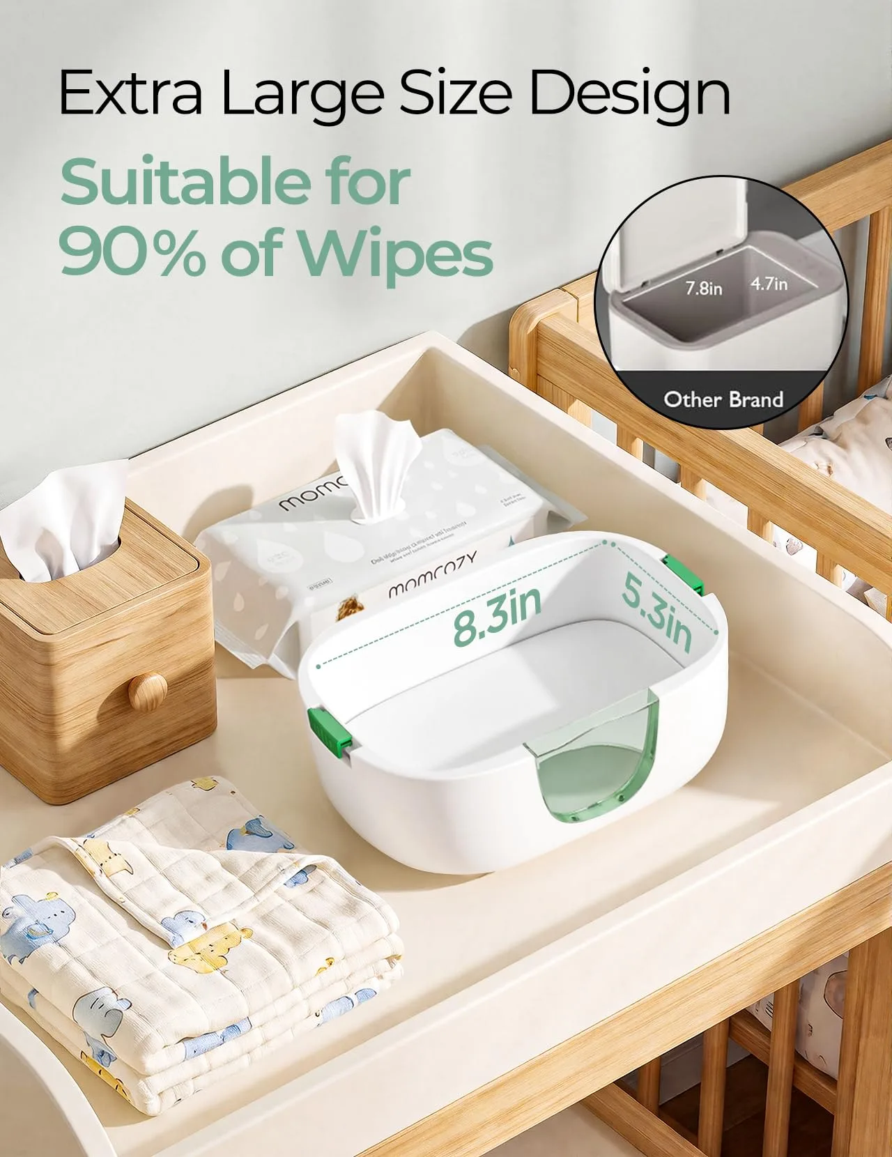Momcozy Baby Wipe Warmer, Innovative Spring Design,Large Capacity Dispenser