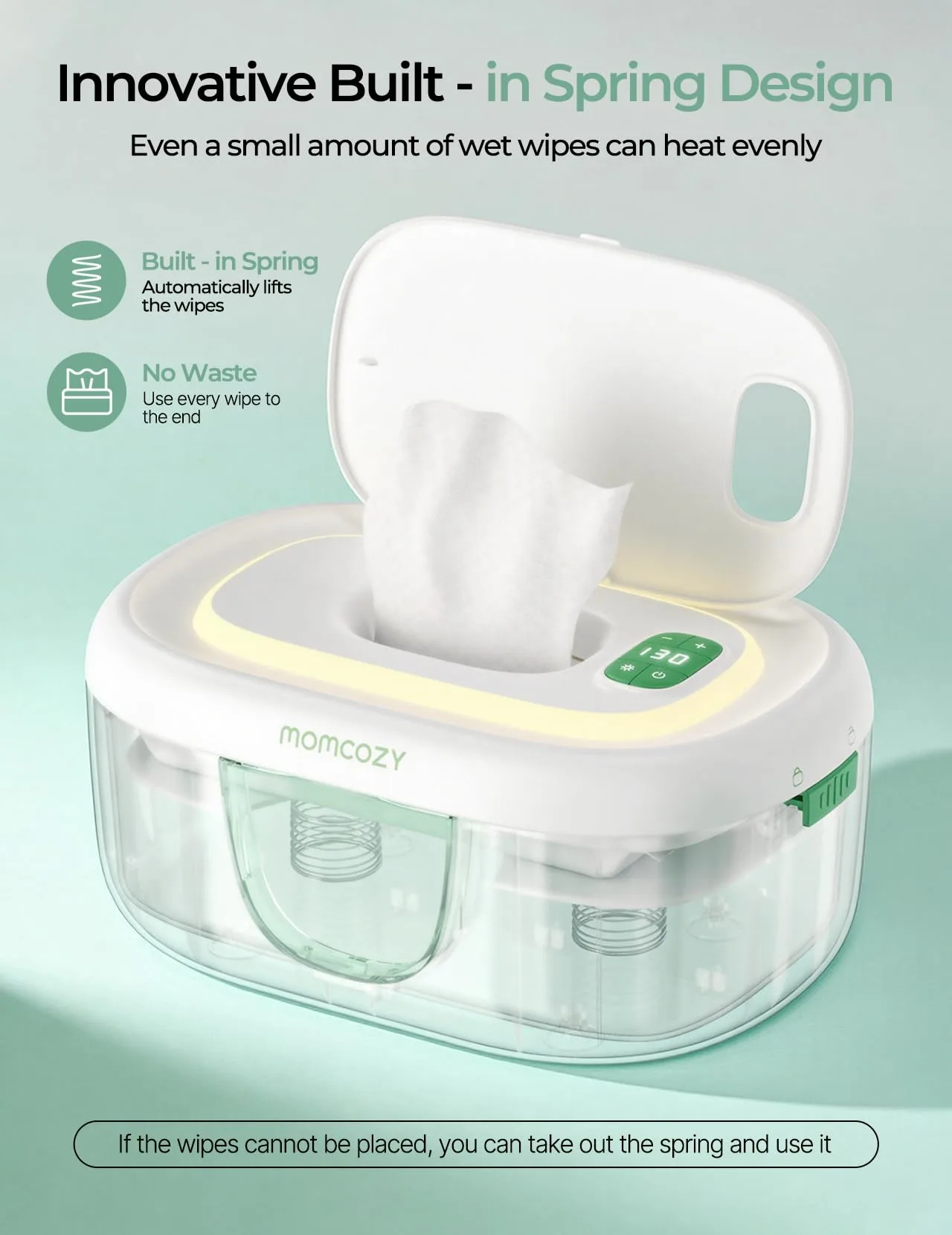 Momcozy Baby Wipe Warmer, Innovative Spring Design,Large Capacity Dispenser