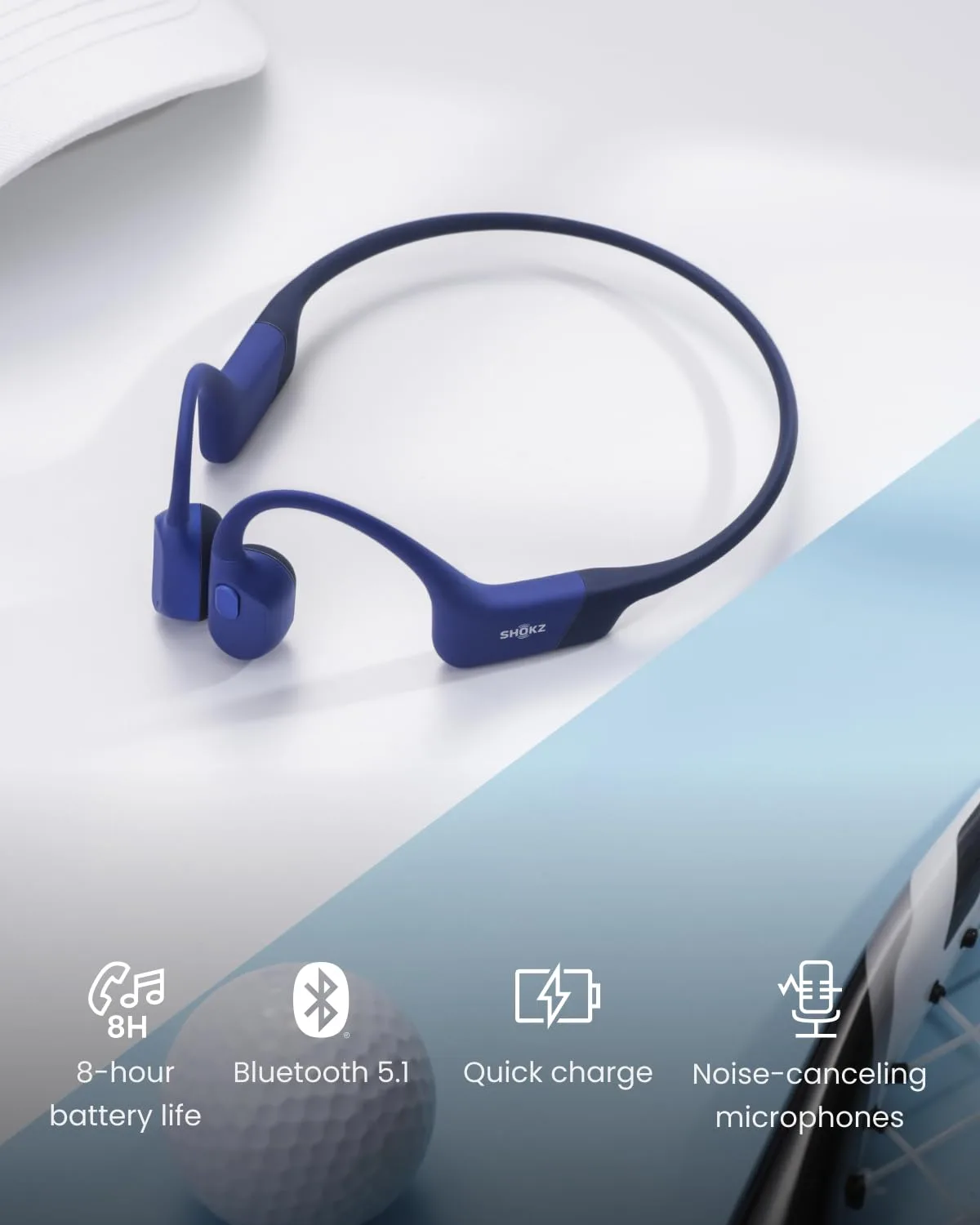 SHOKZ OpenRun Mini (AfterShokz Aeropex Mini) -Bone Conduction Open-Ear Bluetooth Sport Headphones - Waterproof Wireless Earphones for Workouts and Running - Built-in Mic, with Headband