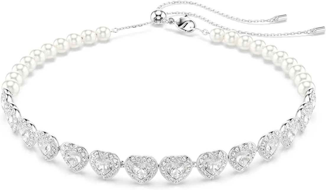 Choker Swarovski Ariana Grande con Perlas de Cristal y Corazones Banado en Rodio miniatura 1