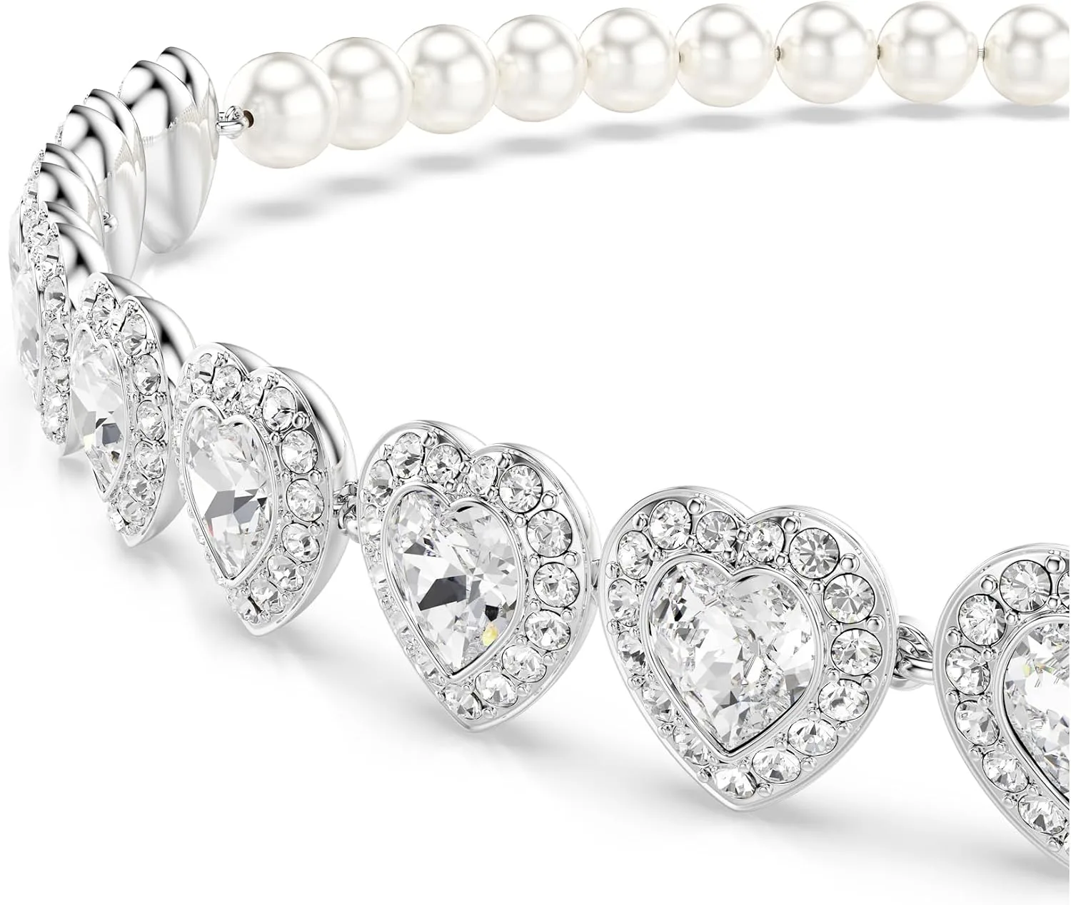 Choker Swarovski Ariana Grande con Perlas de Cristal y Corazones Banado en Rodio miniatura 4
