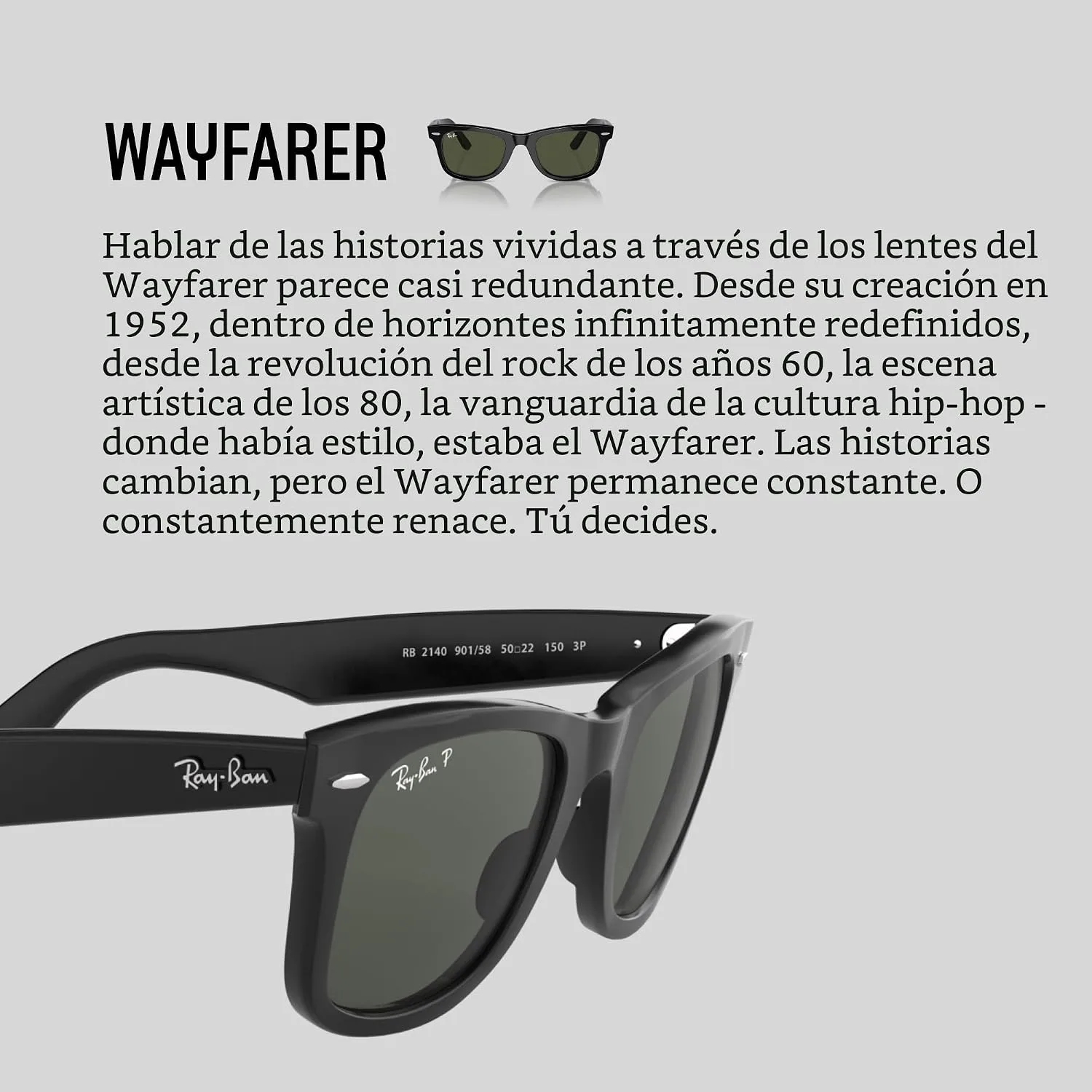 Lentes de Sol Ray-Ban Original Wayfarer RB2140 Negro 50 mm miniatura 4