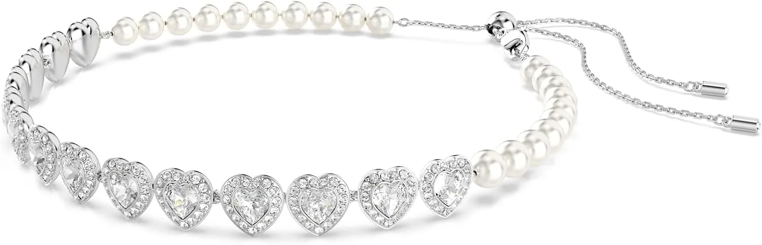 Choker Swarovski Ariana Grande con Perlas de Cristal y Corazones Banado en Rodio miniatura 2