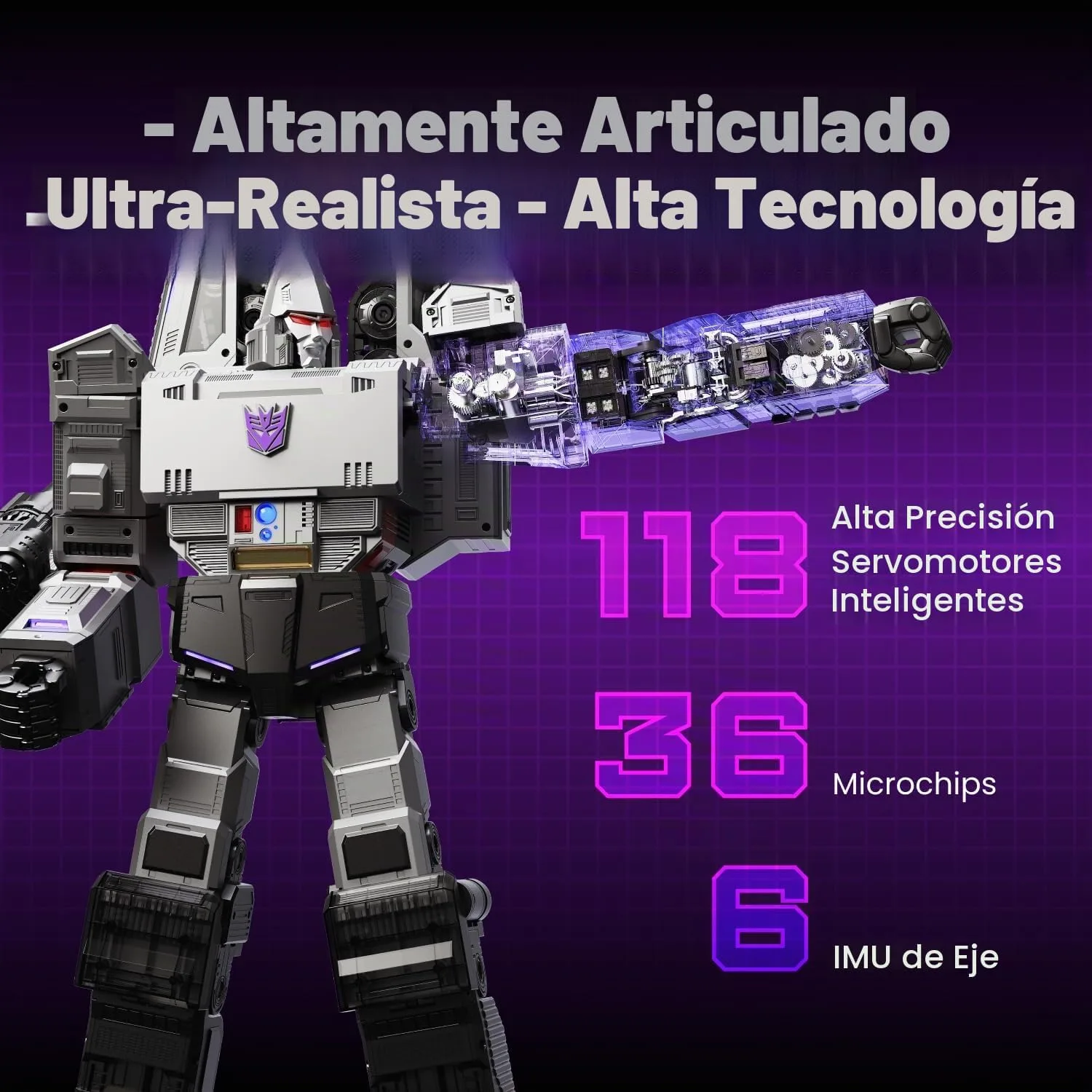 Robosen Megatron Robot Autoconvertible Transformers G1 con 36 Servomotores miniatura 2