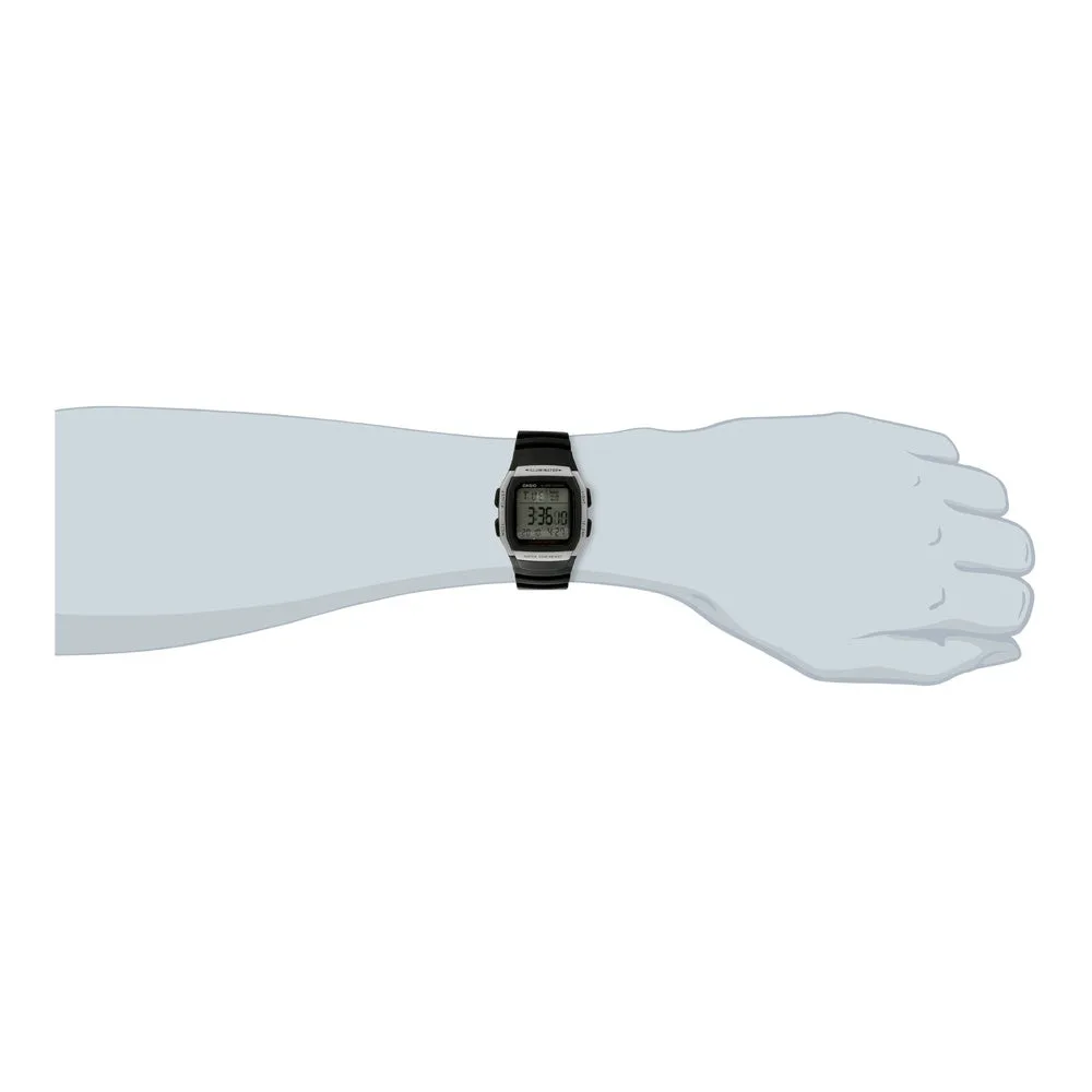 Reloj Casio Deportivo con Banda de Resina Negra y Caja de Acero Inoxidable, Batería de Larga Duración para Uso Diario