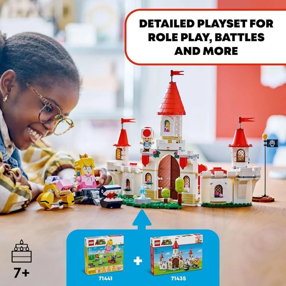 LEGO Super Mario aventura en el castillo de Peach con Roy y personajes de Nintendo, set de construcción para niños y niñas