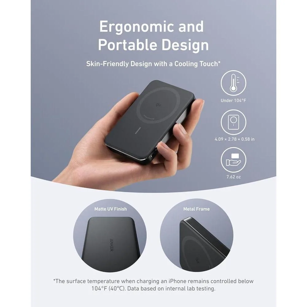 Batería magnética ultradelgada Anker MagGo Power Bank de 10,000 mAh, carga rápida 15W, cargador portátil para iPhone