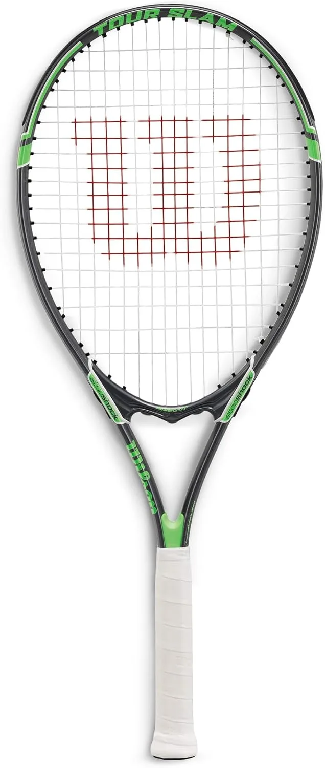 Wilson Tour Slam Adult Recreational Tennis Racket - Grip Size 3 - 4 3/8", Grey/Green