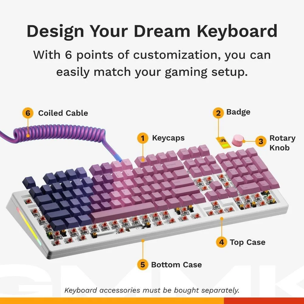 Teclado mecánico para juegos con sistema modular, teclas PBT Doubleshot, perilla programable y retroiluminación RGB