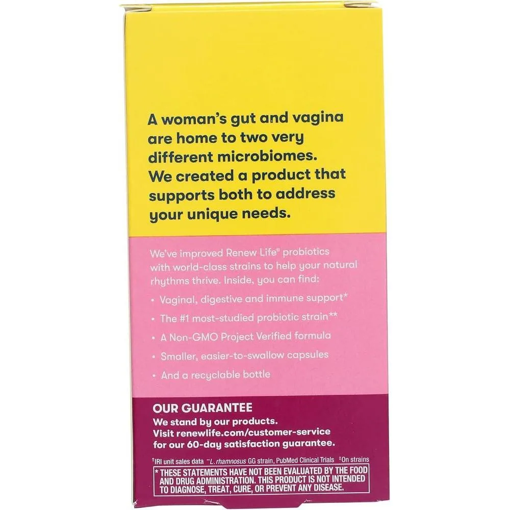 Renew Life Cápsulas de Probióticos para Mujeres con L. Rhamnosus GG, Salud Digestiva e Inmune, Sin Lácteos, Soja ni Gluten