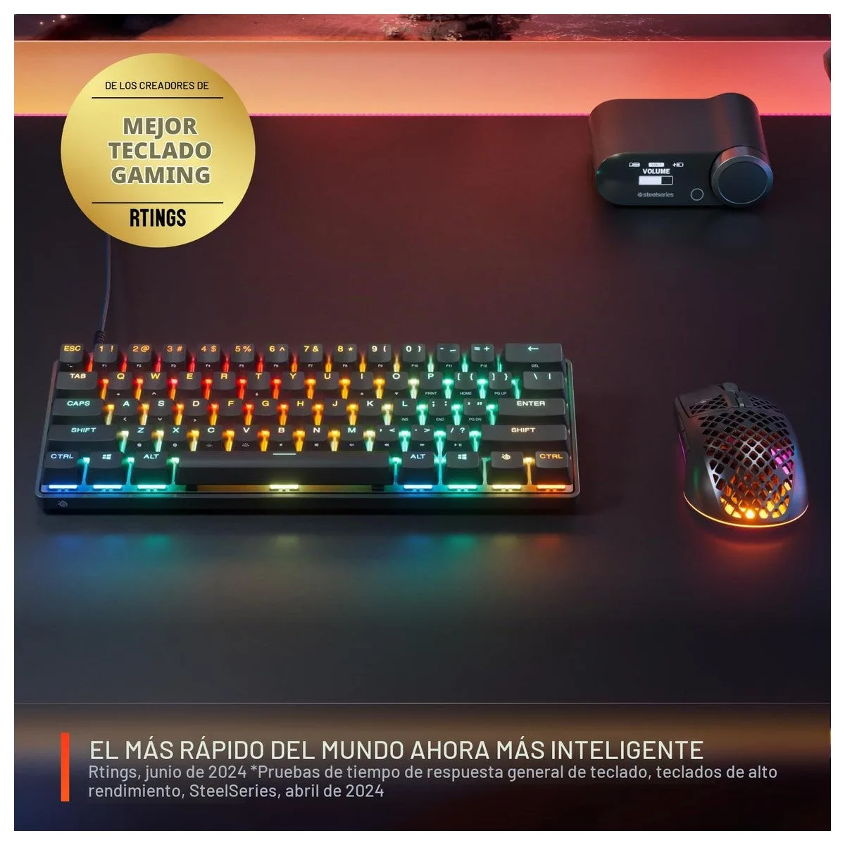 Teclado gaming SteelSeries Apex Pro Mini con interruptores ajustables OmniPoint 3.0, rapid trigger y modo de protección