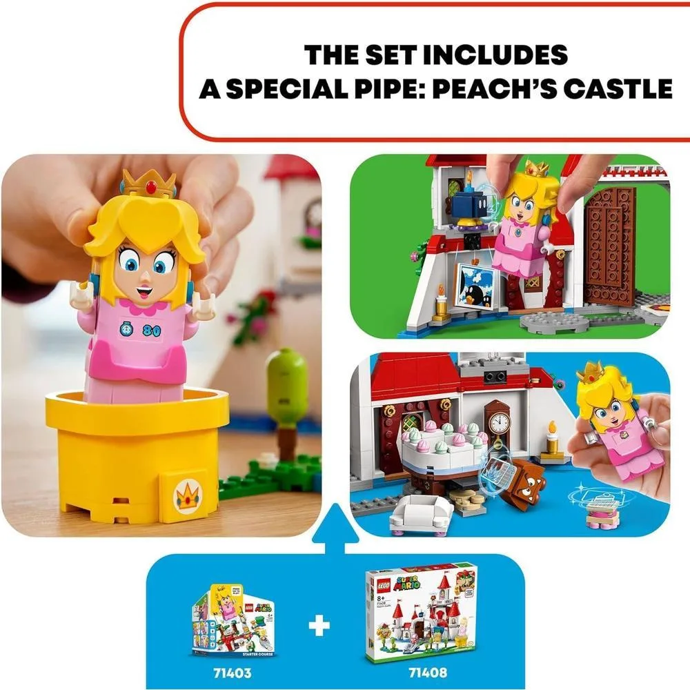 LEGO Super Mario Juego expansión Castillo Peach, juguete construcción con figuras Bowser y Toadette, para niños 8 años