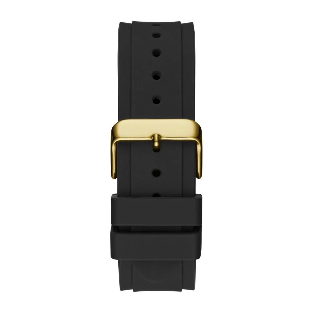 Reloj Guess para hombre de acero inoxidable con movimiento cuarzo japonés y correa de silicona negra resistente