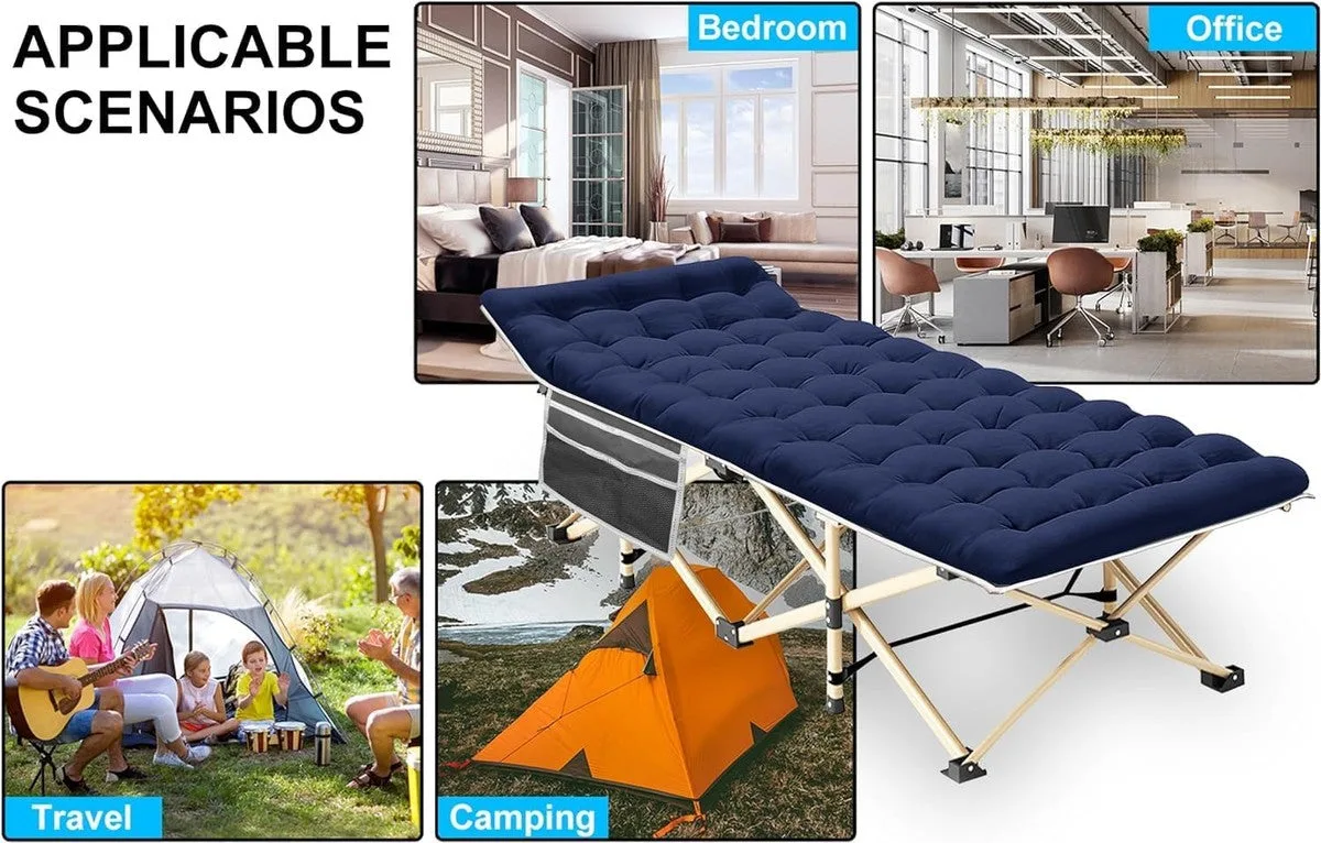 ARAER Camping Cot, 450LBS(Max Load), Portable Folding Outdoor Bed with Carry Bag