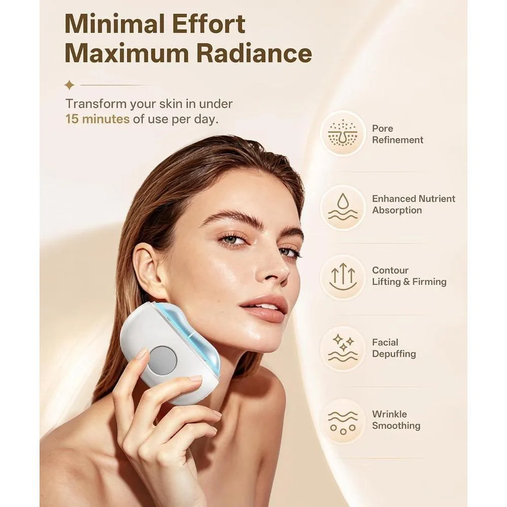 Dopsikn Terapia de luz roja para cara y cuello, masajeador facial con modos caliente y frío, herramienta para contornear