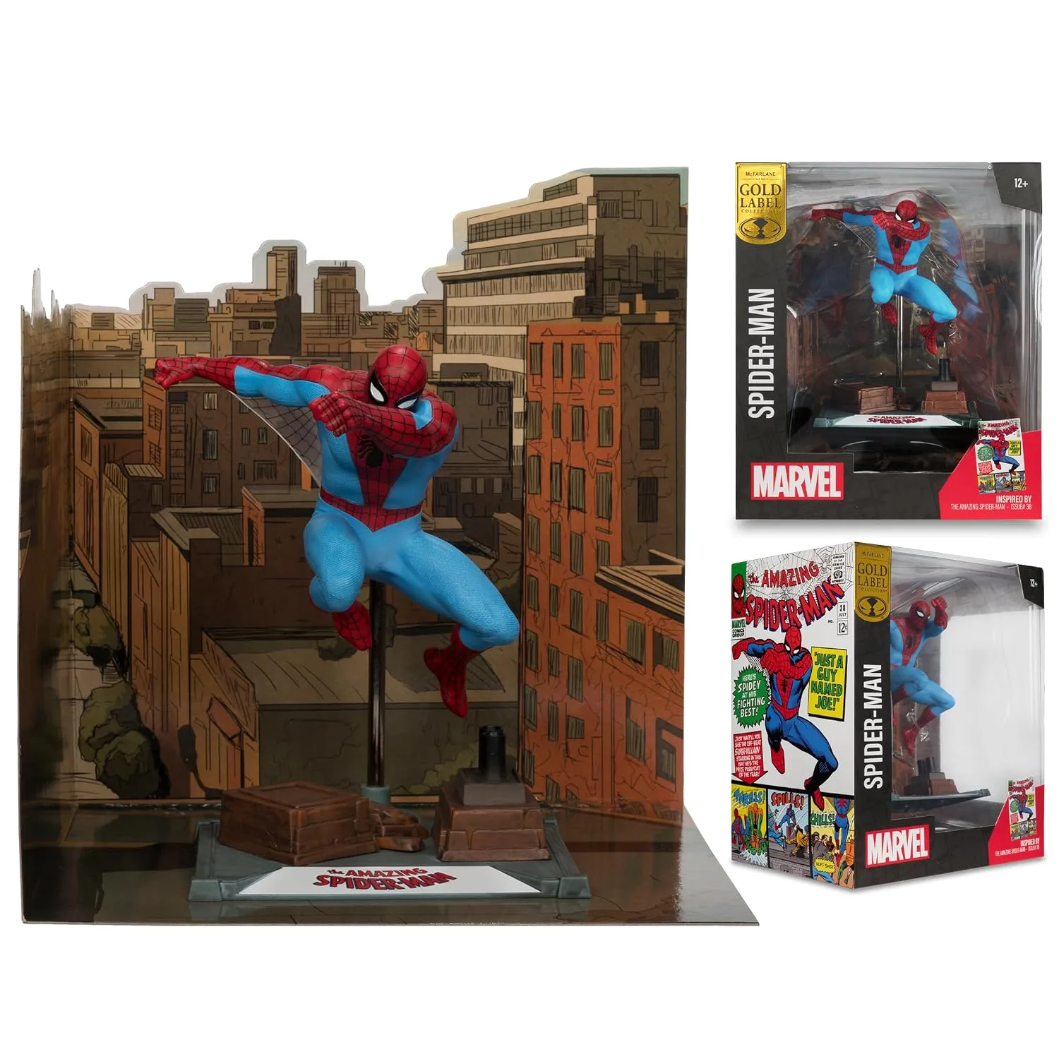 McFarlane Toys Marvel Spider-Man Escala 1:10 con Escena (The Amazing Spider-Man #38) Gold Label