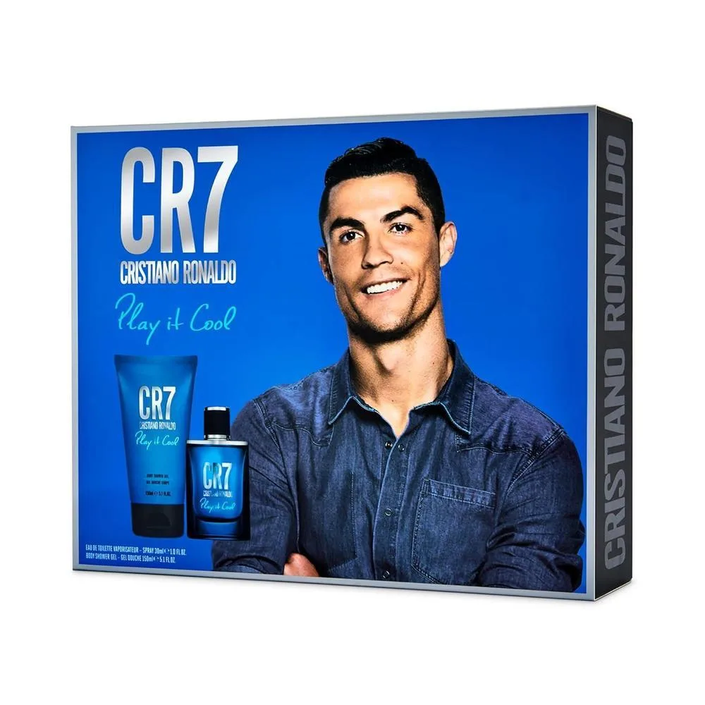 Fragancia CR7 Play It Cool de Cristiano Ronaldo, incluye gel de ducha perfumado, set de regalo para hombres